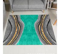 Tappeto,Moderno design geometrico nero-arancio, verde, 110 x 110 cm, Area Rug Living Room, Bedroom, Farmhouse Fireplace, Lounge Rugs for Wooden Floors,