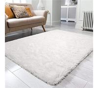 Tappeto moderno e grande, morbido, a pelo lungo, per soggiorno, design rettangolare, per camera dei bambini e camera da letto, 150 x 200 cm, colore: bianco, perfetto per una decorazione elegante della