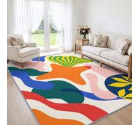 Tappeto moderno e minimalista, per soggiorno, antiscivolo, 140 x 200 cm, per camera da letto con vivaci contrasti, forme astratte, morbido e corto, lavabile in lavatrice, non perde pelo