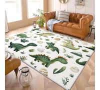 Tappeto Moderno e Morbido per Soggiorno 120x170 cm Il Mondo Dei Dinosauri Per Bambini Fondo Antiscivolo, Lavabile Fino a 30 Gradi, Ingresso Interno, Verde Tappeti per Grandi Dimensioni