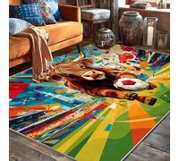 Tappeto moderno e vibrante con palla da calcio skyline cittadino, con retro antiscivolo, per casa, interni, non perde pelo, per soggiorno, camera da letto, sotto il tavolo, decorazione per sala da