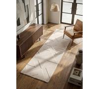 Tappeto moderno geometrico facile da mantenere senza tempo lavabile passatoia crema 80x250 cm sala da pranzo soggiorno riscaldamento a pavimento adatto testato sostanze nocive bordato OEKO-TEX
