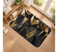Tappeto moderno geometrico oro e nero forme astratte runner 2x3 | Moderno motivo astratto, tappeto runner da comodino, contrasto oro e carbone, accenti a basso profilo