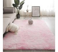 Tappeto moderno in morbido peluche, antiscivolo, a pelo lungo, per soggiorno e camera da letto, accogliente decorazione per la casa (160 x 200 cm, rosa tinta unita)