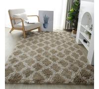 Tappeto moderno in morbido peluche antiscivolo, per soggiorno, cameretta dei bambini e comodino, lavabile, 100 x 160 cm, colore: marrone cammello