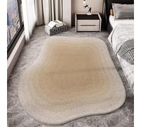 Tappeto moderno in stile crema Ombre for interni a forma strana for camera da letto, ingresso, dormitorio familiare Tappeto lavabile in morbida lana sotto il tavolino della sala da pranzo(B,120*160CM)