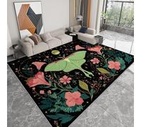 Tappeto Moderno Lavabile 140 x 200 cm Pastorale, Tappeto Antiscivolo Morbido Squisito Animali Della Luna Piante Fiori per Soggiorno Camera da Letto Sala Giochi - Adatto a Bambini e Animali Domestici