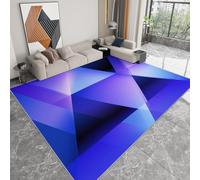 Tappeto Moderno Lavabile 180 x 240 cm Astratto Triangoli Geometrico, Tappeto Antiscivolo Morbido Blu Viola per Soggiorno Camera da Letto Sala Giochi - Adatto a Bambini e Animali Domestici
