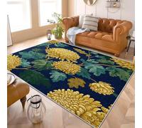 Tappeto Moderno Lavabile 80x150 cm Stile Cinese Tema Crisantemo Morbido Pelo Corto Zerbino Trappola Sporco Cane Blu Tappeti Antiscivolo TPR per Camera Letto Sala Porta e Corridoio