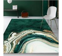 Tappeto Moderno Lusso Nordico Verde Smeraldo Profondo Linee Geometriche Dorate Marmo Bianco Mosaico Tappeti Soggiorno Camera da Letto Divano Tappetino Morbido Antiscivolo, 6, 80x160cm