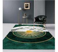 Tappeto Moderno Lusso Nordico Verde Smeraldo Profondo Linee Geometriche Dorate Marmo Bianco Mosaico Tappeti Soggiorno Camera da Letto Divano Tappetino Morbido Antiscivolo, 2, 140x200cm