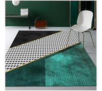 Tappeto Moderno Lusso Nordico Verde Smeraldo Profondo Linee Geometriche Dorate Marmo Bianco Mosaico Tappeti Soggiorno Camera da Letto Divano Tappetino Morbido Antiscivolo, 7, 160x200cm