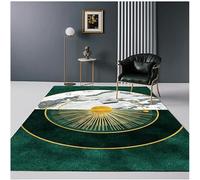 Tappeto Moderno Lusso Nordico Verde Smeraldo Profondo Linee Geometriche Dorate Marmo Bianco Mosaico Tappeti Soggiorno Camera da Letto Divano Tappetino Morbido Antiscivolo, 4, 200x300cm