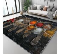 Tappeto Moderno Morbido 50x80 cm - Motivo Moderno Cucchiaio Spezie, Tappeti Camera da Letto Antiscivolo Tappeto Soggiorno Lavabile Tappeti Pelo Corto Grandi Dimensioni, Nero