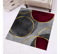 Tappeto,Moderno Nero Grigio Giallo Geometrico, Rosso, 110 x 110 cm, Area Rug Living Room, Bedroom, Farmhouse Fireplace, Lounge Rugs for Wooden Floors,
