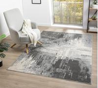 Tappeto moderno Obsidian a pelo basso, tessitura in polipropilene, retro in iuta, motivo floreale tradizionale astratto, grigio, 160 x 230 cm