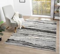 Tappeto moderno Obsidian a pelo basso, tessitura in polipropilene, retro in iuta, motivo floreale tradizionale astratto, grigio, 120 x 170 cm