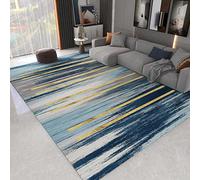 Tappeto Moderno Pelo Corto strisce astratte in oro blu per salotto, corridoio, cucina tappeto 160 x 230 cm