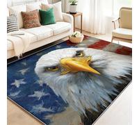 Tappeto Moderno per Soggiorno e Camera da Letto, Antiscivolo, Colorato Morbido in Flanella, Dipinto ad olio bandiera americana aquila Design, Lavabile, Decorazione Casa 60 x 120 cm