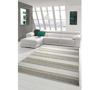 Tappeto moderno Sisal Cucina Salotto Corridoio Runner a tessitura piatta a Strisce Grigio dimensioni 160 x 220 cm