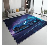 Tappeto Moderno Soggiorno 80 X 150 Cm, Pelo Corto Morbido, Lavabile E Antiscivolo - Tappeto Decorativo Blu Viola Arte Moderna Luci E Ombre Auto Sportiva Per Camera Da Letto, Sala Da Pranzo