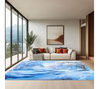 Tappeto Moderno Tappeti per la Casa Terrazza Cortile Veranda Stampato Confortevole Soft Resistente per Soggiorno Camera da Letto, Blu Anime Campi Di Neve Campi Di Ghiaccio Foreste, 80 x 150 cm