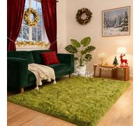Tappeto Morbido a Pelo 330 x 370 cm Aspetto Pelliccia Letto Peloso Carpet Aspetto Pelliccia Rettangolare per Grandi Dimensioni Salotto, Verde