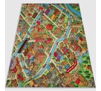 Tappeto morbido a pelo corto 120 x 180 cm, Antiscivolo Cartone Animato Carino Città Architettura tappeto stampato - Materiale in Flanella adatto per soggiorno e camera da letto Colore