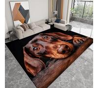 Tappeto morbido a pelo corto, 140 x 200 cm, lavabile, antiscivolo, con motivo cane bassotto, perfetto per soggiorno, camera da letto e arredamento per la casa.