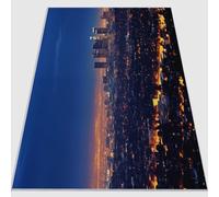 Tappeto morbido a pelo corto 160 x 230 cm, Antiscivolo Fotografia Cielo Notturno Città Architettura tappeto stampato - Materiale in Flanella adatto per soggiorno e camera da letto Blu