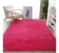 Tappeto morbido a pelo lungo per soggiorno, camera dei bambini, camera da letto, antiscivolo, lavabile, per interni ed esterni, colore rosso rosa, 120 x 160 cm, accogliente arredamento per la casa.