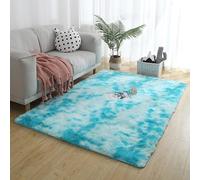 Tappeto morbido e moderno, lavabile, antiscivolo, soffice, per soggiorno, cameretta dei bambini, comodino, 100 x 160 cm, blu