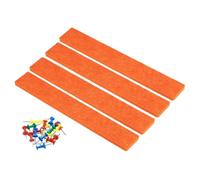 Tappeto morbido e soffice, 4 strisce adesive for bacheca in feltro, bacheca memo con puntine da disegno, decorazione da parete(Orange)