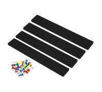 Tappeto morbido e soffice, 4 strisce adesive for bacheca in feltro, bacheca memo con puntine da disegno, decorazione da parete(Black)