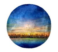 Tappeto morbido e soffice, 80 cm, per soggiorno e camera da letto, paesaggio tramonto città, antiscivolo, lavabile, per camera da letto, area giochi e camera dei bambini, decorativo