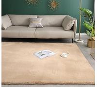Tappeto morbido fatto a mano, bianco, 120 x 170 cm, in cotone a pelo corto, per soggiorno, cucina, camera da letto e corridoio, lavabile in lavatrice, colore cammello, di grandi dimensioni