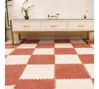 Tappeto morbido per gattonare, Interlocking Plush Foam Puzzle Carpet Floor Mat 10pcs Multicolor For Bedroom Living Room(Orange+white)