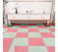 Tappeto morbido per gattonare, Interlocking Plush Foam Puzzle Carpet Floor Mat 10pcs Multicolor For Bedroom Living Room(Pink+green)