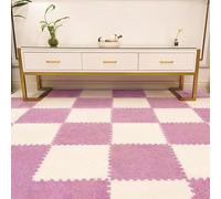 Tappeto morbido per gattonare, Interlocking Plush Foam Puzzle Carpet Floor Mat 10pcs Multicolor For Bedroom Living Room(Purple+white)