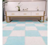 Tappeto morbido per gattonare, Interlocking Plush Foam Puzzle Carpet Floor Mat 10pcs Multicolor For Bedroom Living Room(Light Blue+white)