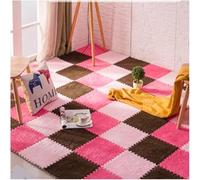 Tappeto morbido per gattonare, Tappetino in schiuma peluche quadrato ad incastro da 12 pezzi multicolore 12x12x0,4 pollici(Pink+rose Red+dark Curry)