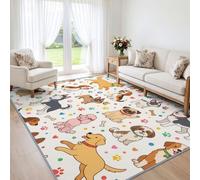 Tappeto morbido per salotto con cani dei cartoni animati, 180 x 270 cm | Tappeto classico a pelo corto con motivo husky Golden Retriever per camera da letto, antiscivolo, classico