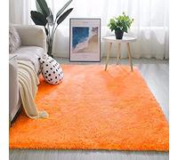Tappeto morbido rettangolare a pelo lungo per soggiorno e camera dei bambini, antiscivolo, lavabile, per interni ed esterni, arancione, 160 x 230 cm, decorazione per la casa accogliente essenziale