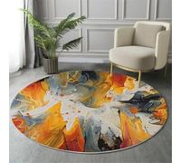 Tappeto Motivo A Vortice Geometrico 180Cm,Rotondo A Pelo Lungo,Con Estetico In Marmo Astratto,Lavabile,Cerchio Extra Morbido,Per Camera Da Letto,Sala Da Pranzo,Cameretta Dei Bambini,Colore Arancione