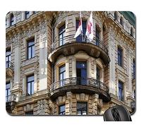 Tappeto Mouse, Art Nouveau Facade Architecture House Facade Mousepad Pratica Gaming Tappetino Mouse Bordi Cuciti Tappetino Mouse Gaming per Laptop Ufficio 25X30Cm
