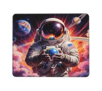 Tappeto Mouse Cosmic Astronaut Holding Earth with Vibrant Space Tappetino
