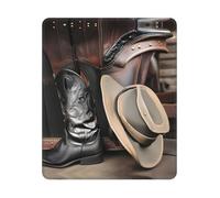 Tappeto Mouse, Cowboy Black Hat Western Boots Tampone per Mouse Pratica Mousepad Personalizzato Gaming Pad per Computer Casa 25X30Cm
