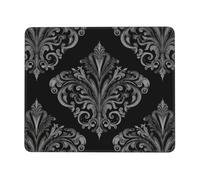 Tappeto Mouse Gothic Black Silver Damask Pattern Dark Victorian Tappetini