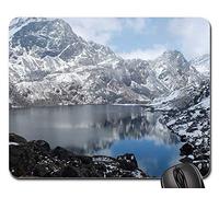 Tappeto Mouse, Nepal Mountains Bergsee Mountain Snow Asia Hiking Tampone per Mouse Bordi Cuciti Tappetini per Il Mouse Ergonomico Tappetini Mouse per Notebook Laptop 25X30Cm