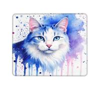 Tappeto Mouse Vibrant Whimsical Watercolor Blue Cat Portrait Art Tappetini